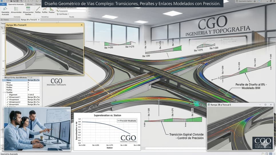 Diseño geométrico de vías en Civil 3D: peraltes, transiciones y corredores BIM | CGO