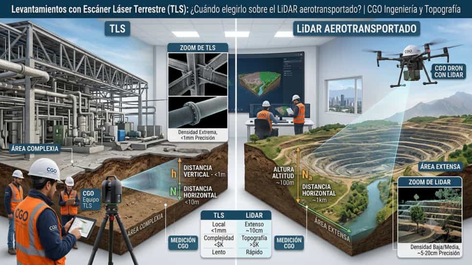 Levantamientos de Alta Densidad con Escáner Láser Terrestre (TLS): ¿Cuándo elegirlo sobre el LiDAR aerotransportado?