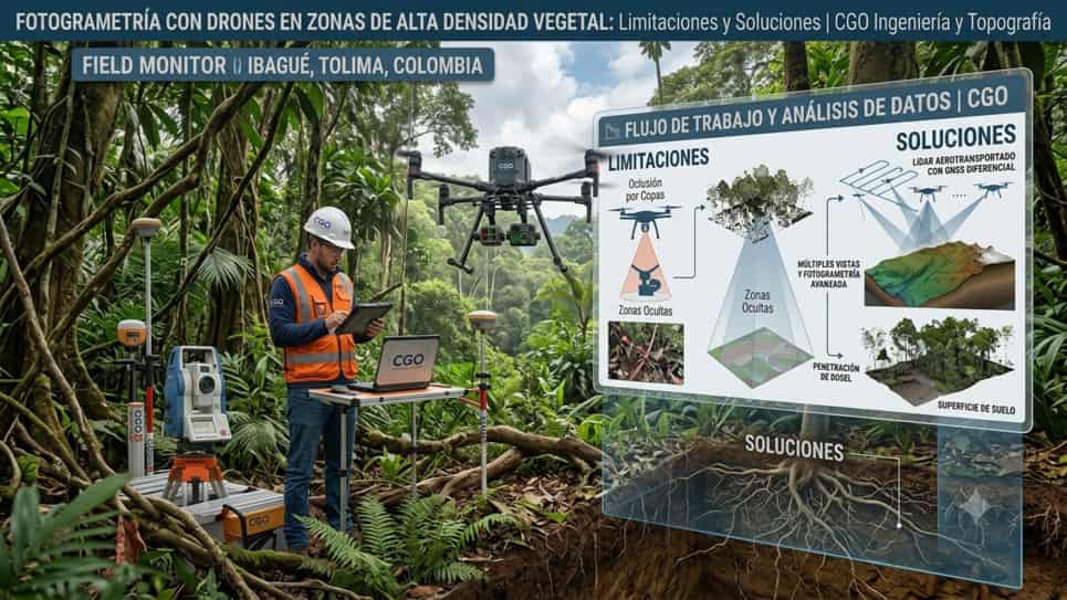Fotogrametría con Drones en Zonas de Alta Densidad Vegetal: Limitaciones técnicas y cómo la topografía convencional la rescata