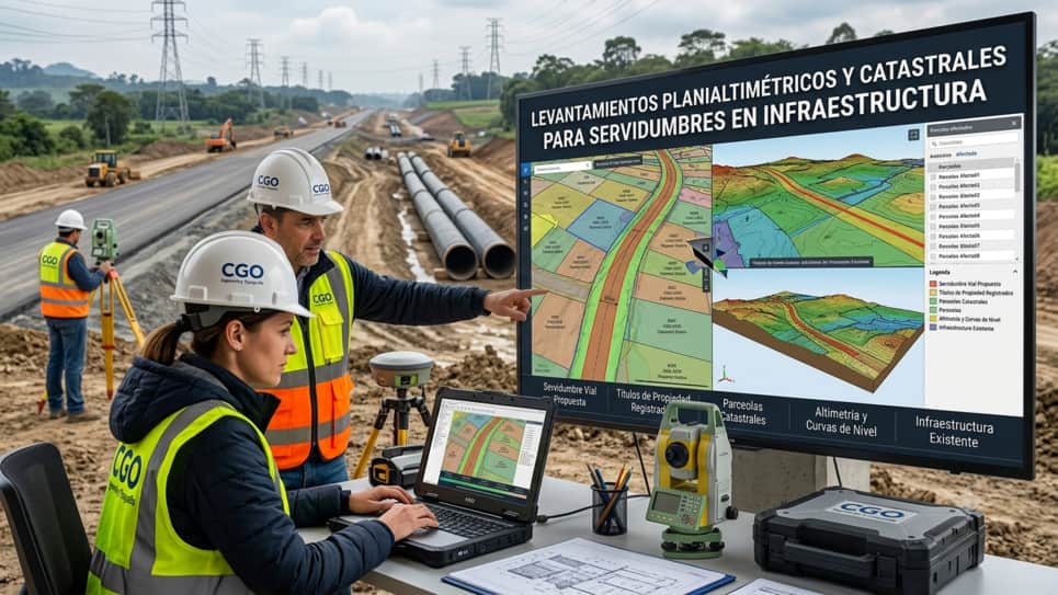 Levantamientos planialtimétricos y catastrales para la legalización y servidumbres de proyectos de infraestructura