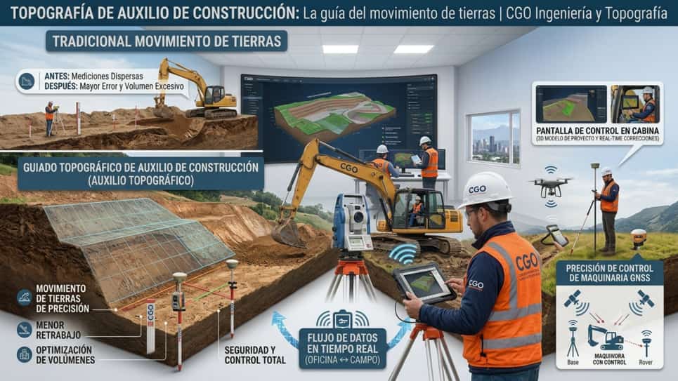 Topografía de Auxilio de Construcción: La mano derecha del operador de maquinaria pesada
