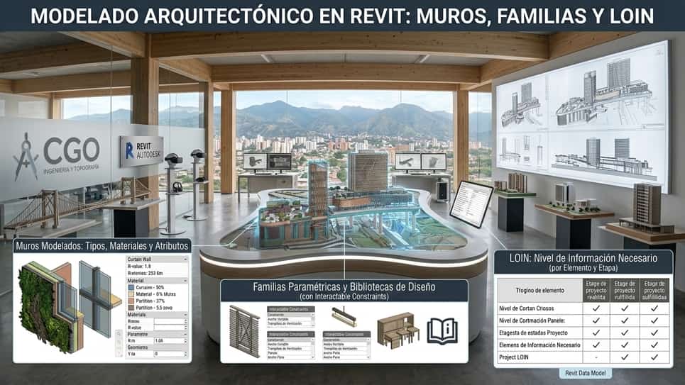 Modelado Arquitectónico en Revit: Muros, Familias y LOIN