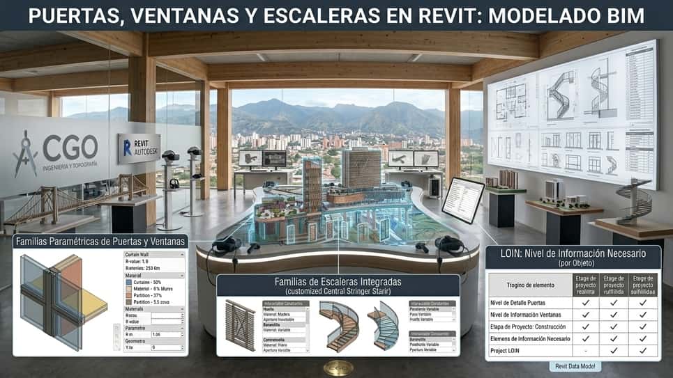 Puertas, Ventanas y Escaleras en Revit: Modelado BIM